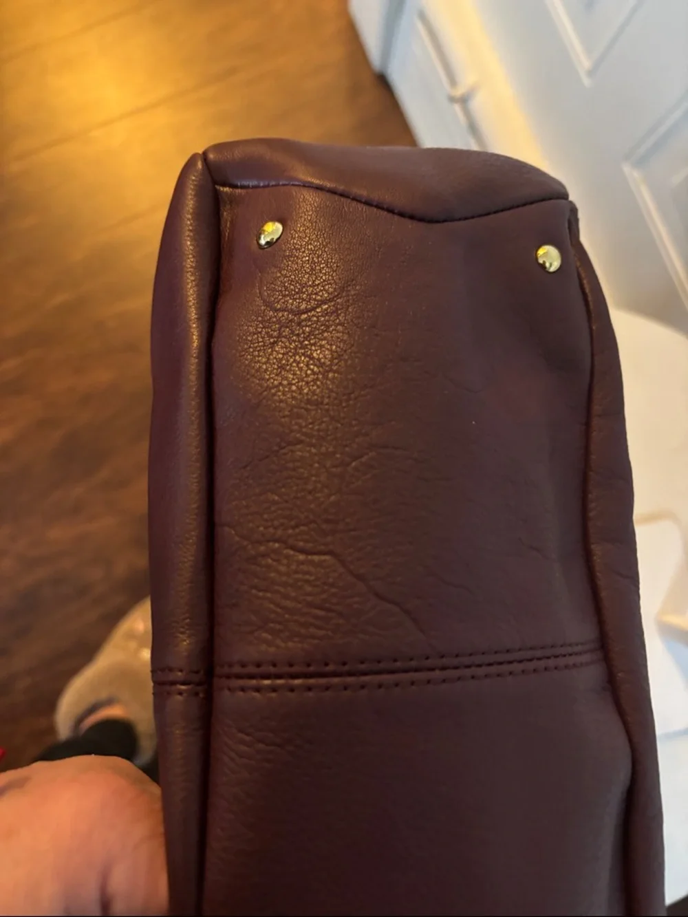 Aimee Kestenberg Pebble Leather Shoulder Bag in Burgundy with Gold Hardware - Picture 14 of 16